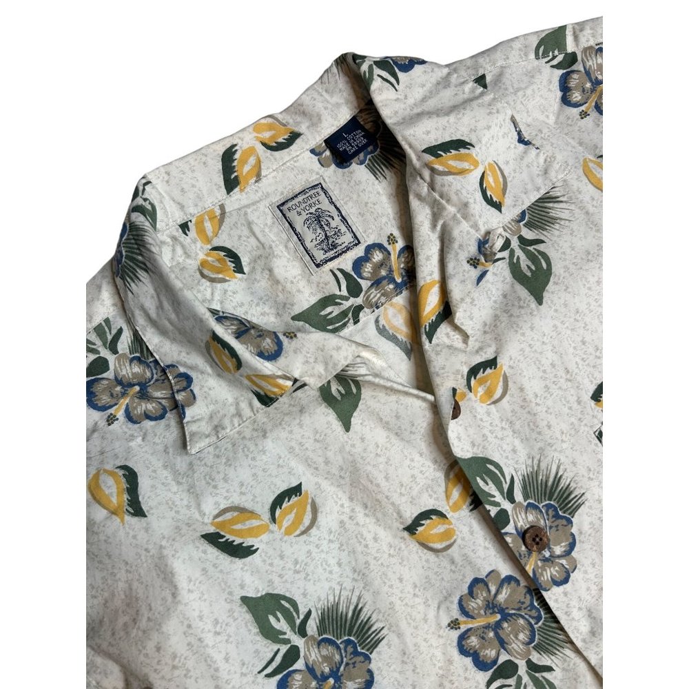 Roundtree & Yorke Mens Large Hawaiian Short‎ Sleeve Button Up Floral Shirt